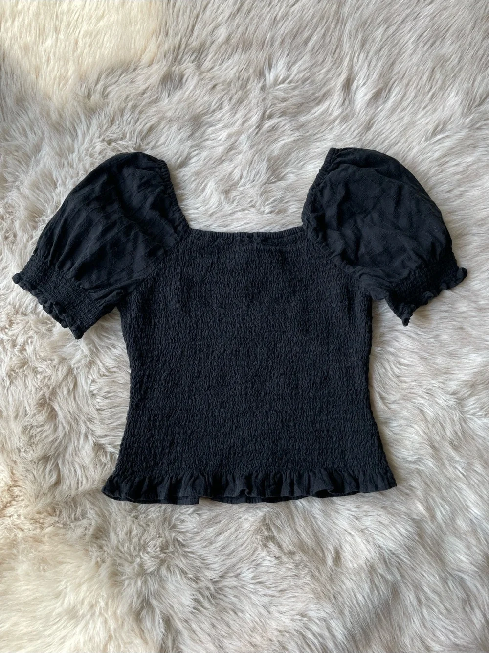 Madewell Lucie Puff-Sleeve Smocked Bodice Top